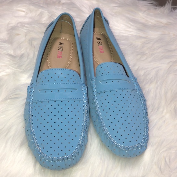 NEW Just Fab slip-on moccasin flats- BLUE SHOES - Picture 1 of 11